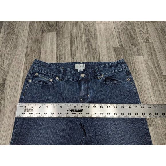 (Ann Taylor Loft Womens Size 8 Petite Flare Leg Pockets Denim Blue Jeans - Picture 6 of 9